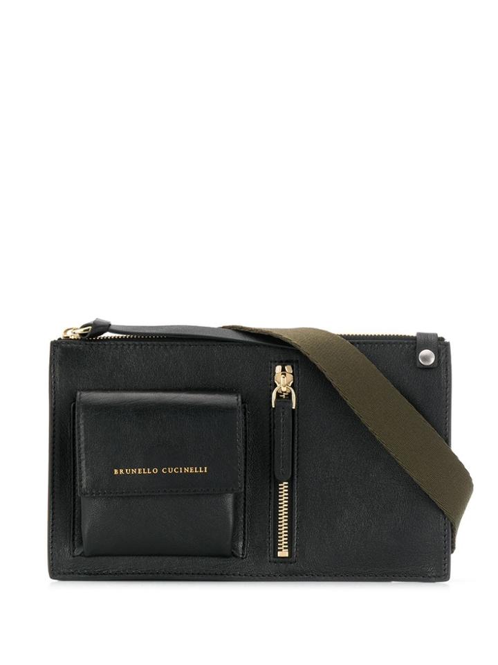 Brunello Cucinelli Logo Zipped Belt Bag - Black