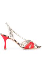Gia Couture Leopard Print Sandals - Red