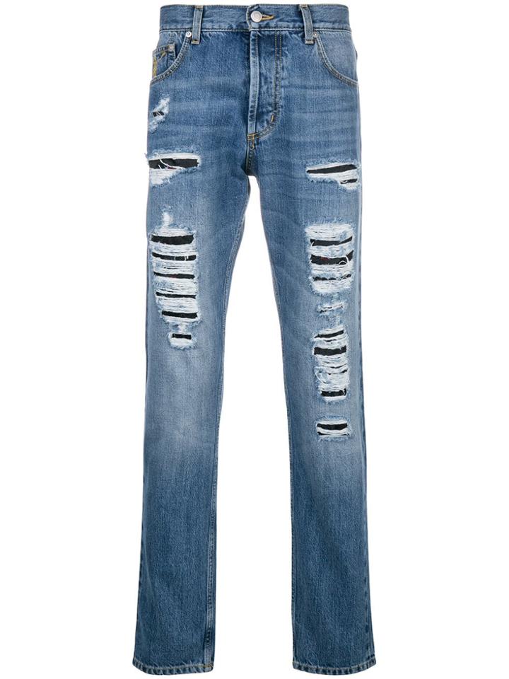Alexander Mcqueen Distressed Denim Jeans - Blue