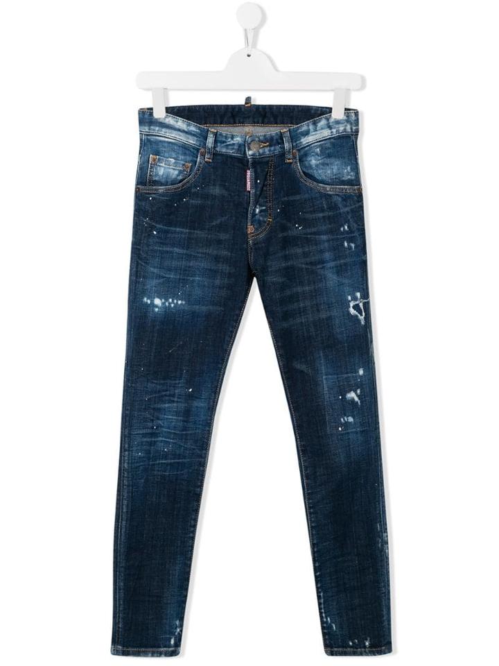 Dsquared2 Kids Teen Ripped Slim-fit Jeans - Blue