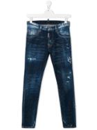 Dsquared2 Kids Teen Ripped Slim-fit Jeans - Blue