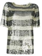 Twin-set Sequin Embellished T-shirt, Women's, Size: Medium, Grey, Polyester