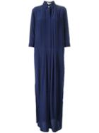Kenzo Pleated Maxi Dress, Women's, Size: 36, Blue, Silk