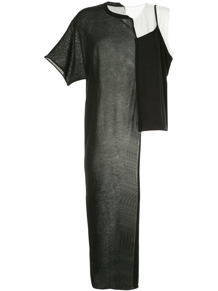 Y's Panelled T-shirt Dress - Black