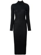 Balmain Turtleneck Maxi Dress, Women's, Size: 36, Black, Wool