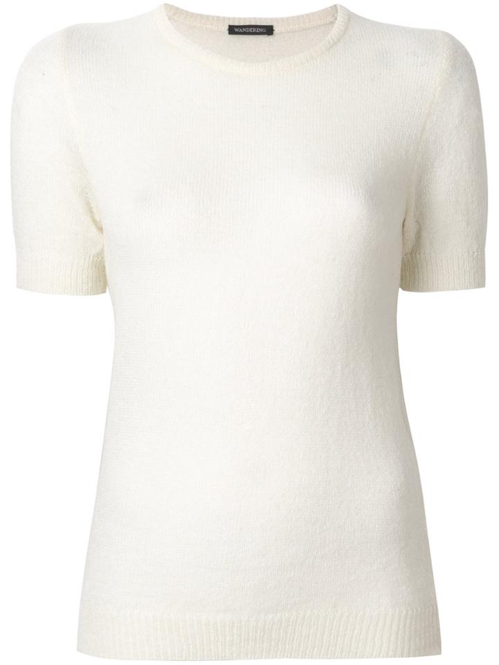 Wandering Short-sleeved Knitted Top - White