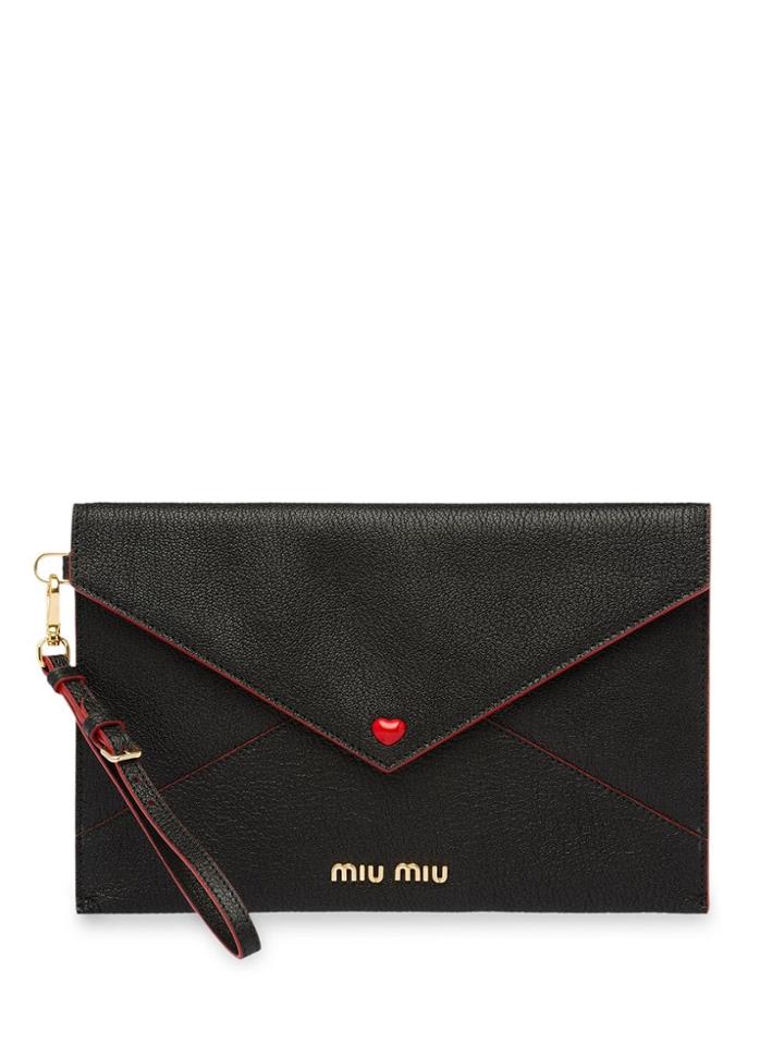 Miu Miu Heart Envelope Pouch - Black
