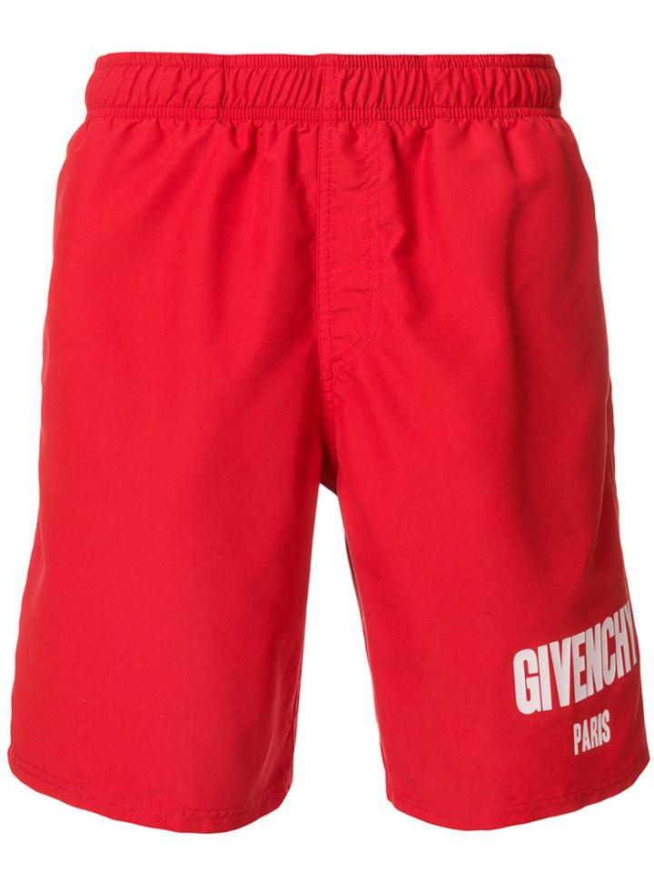 Givenchy Logo Patch Swim Shorts - Red