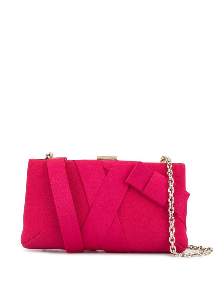 Paule Ka Satin Woven Bow Clutch - Pink