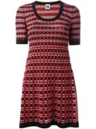 M Missoni Geometric Intarsia Knit Dress, Women's, Size: 40, Red, Cotton/viscose/polyester/polyester