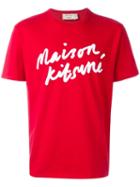 Maison Kitsuné Logo Print T-shirt, Men's, Size: Xl, Red, Cotton