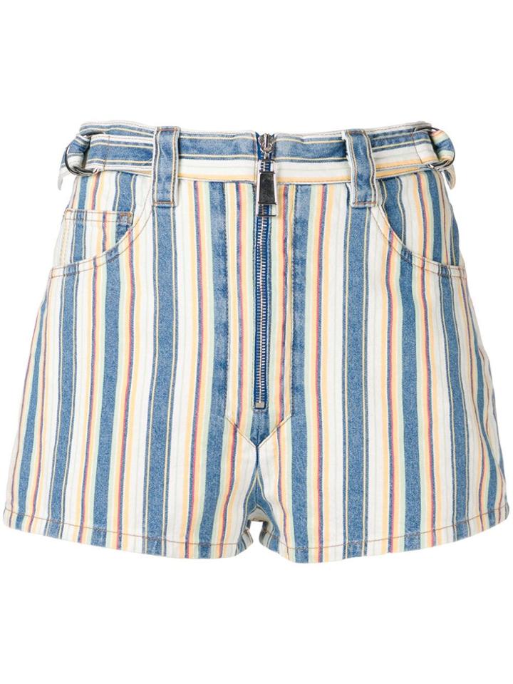 Miu Miu Striped Denim Shorts - Blue
