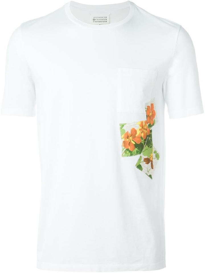Maison Margiela Floral Print T-shirt, Men's, Size: 54, White, Cotton