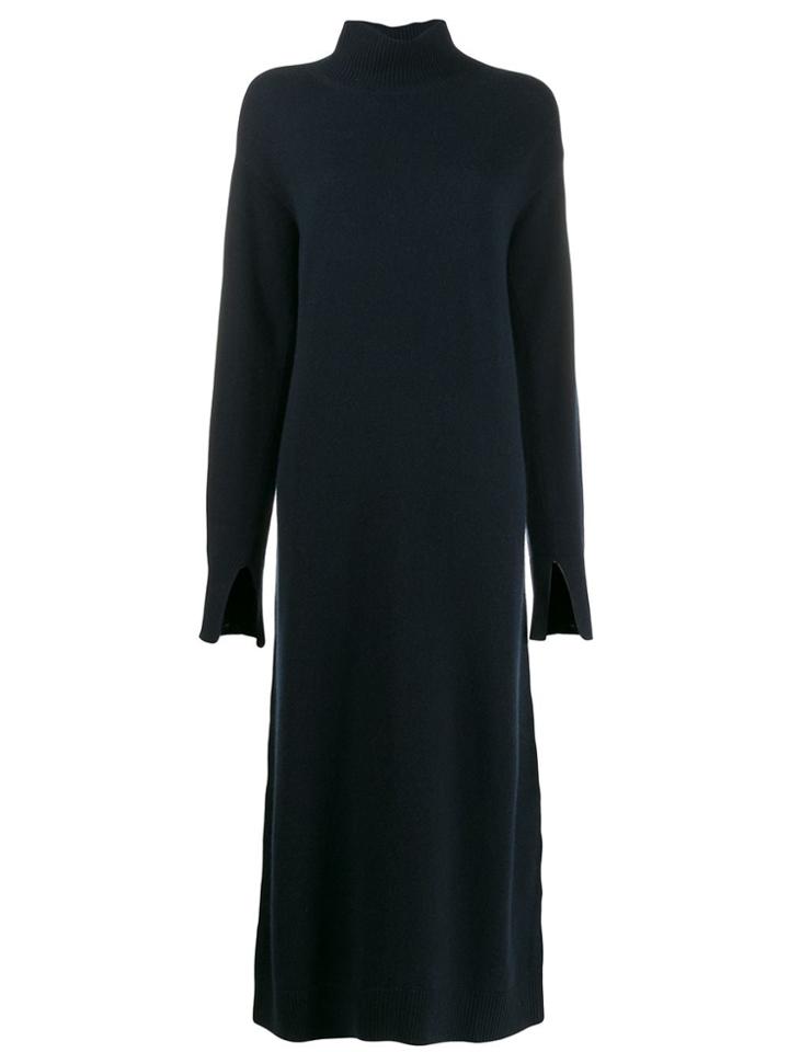 Max Mara Mock Neck Knit Sweater Dress - Blue