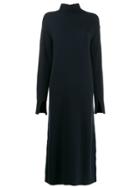 Max Mara Mock Neck Knit Sweater Dress - Blue