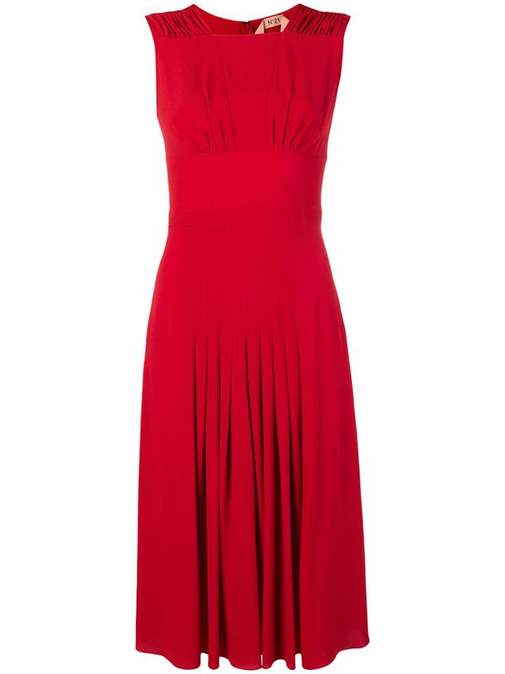 No21 Pleated Detail Dress - Red