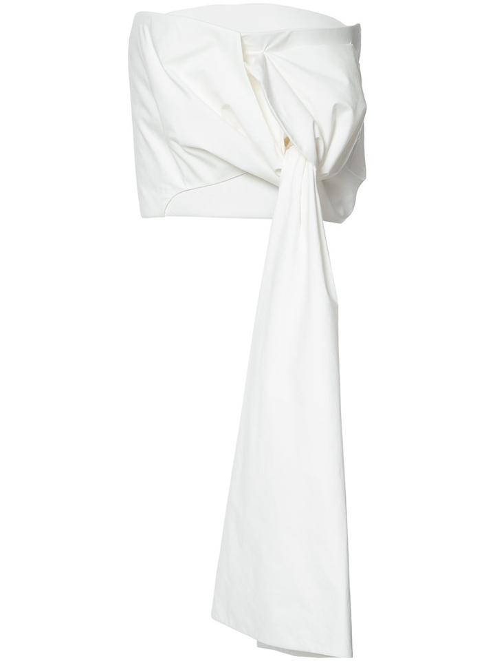 Delpozo Draped Strapless Top, Women's, Size: 38, White, Cotton/polyester