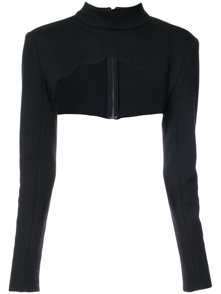 Sally Lapointe - Long-sleeved Bolero Top - Women - Viscose/cashmere/wool/polyimide - 4, Black, Viscose/cashmere/wool/polyimide
