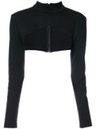 Sally Lapointe - Long-sleeved Bolero Top - Women - Viscose/cashmere/wool/polyimide - 4, Black, Viscose/cashmere/wool/polyimide