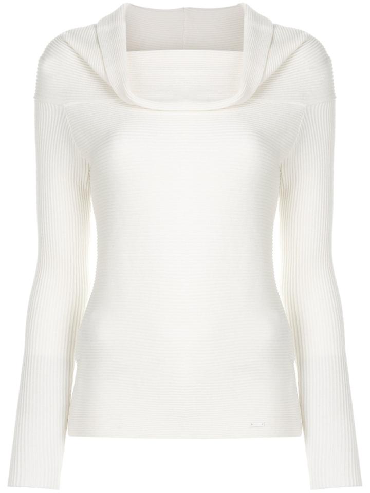 Armani Jeans Cowl Neck Jumper - White