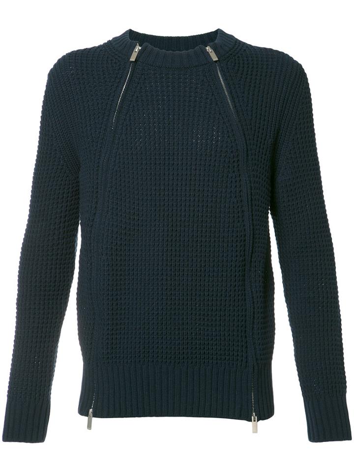 Sacai Zipped Sweater, Men's, Size: 3, Blue, Cotton/acrylic