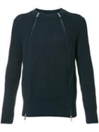 Sacai Zipped Sweater, Men's, Size: 3, Blue, Cotton/acrylic