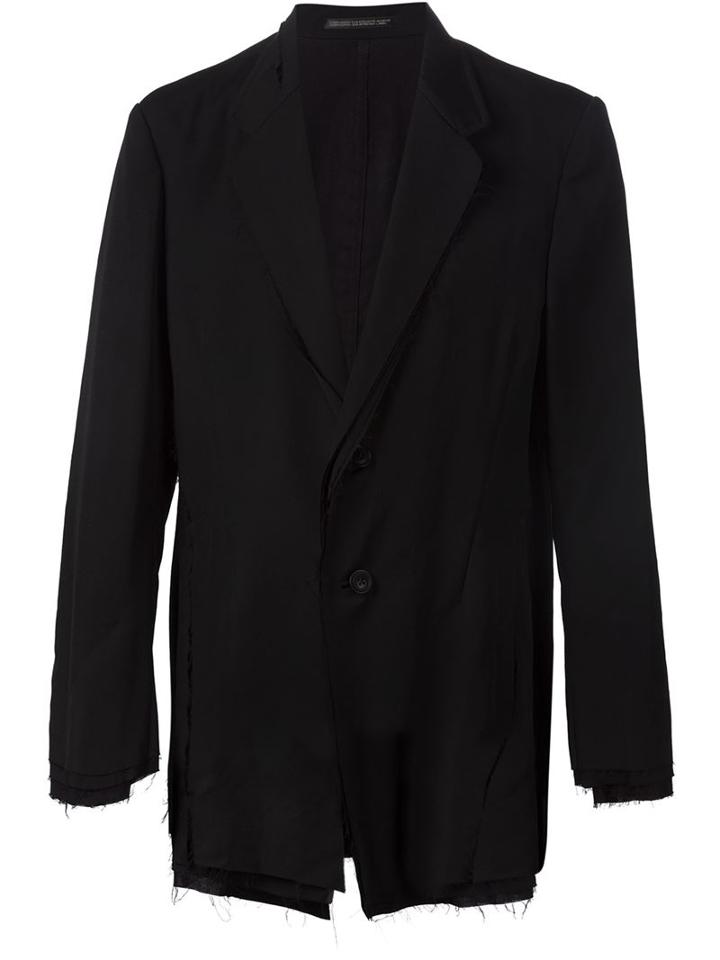 Yohji Yamamoto Raw Finishing Blazer, Men's, Size: 4, Black, Cotton/wool