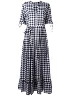 Twin-set Checked Maxi Dress, Women's, Size: Xxs, White, Cotton