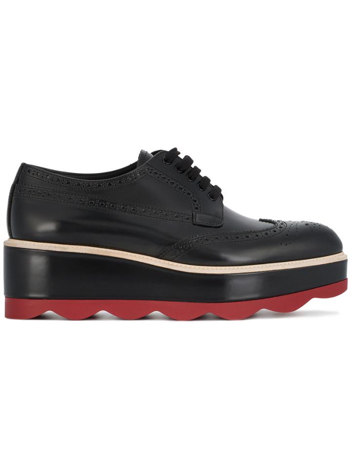Prada Wave Soled Platform Derbies - Black