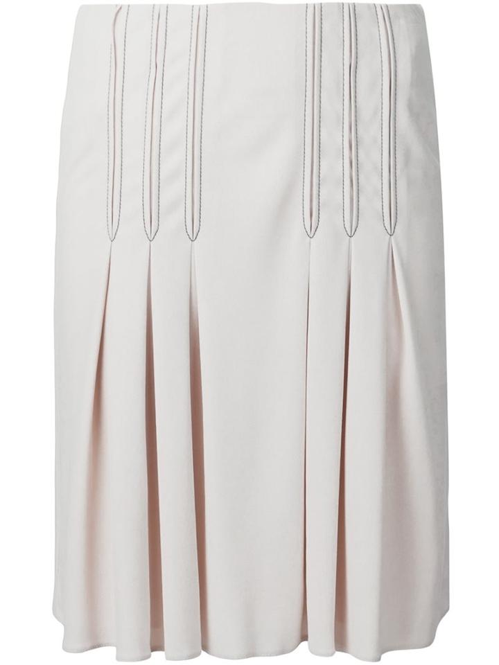 Atlein Contrast Stitching Pleated Skirt, Women's, Size: 36, Nude/neutrals, Viscose/polyamide