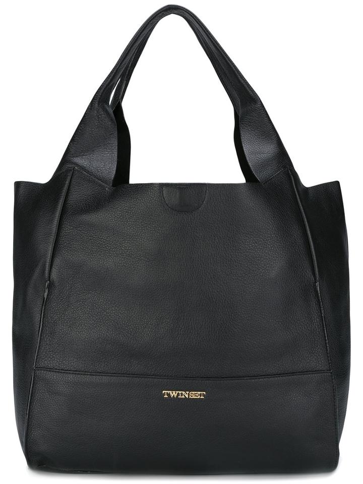 Twin-set Square Shoulder Bag, Women's, Black, Calf Leather