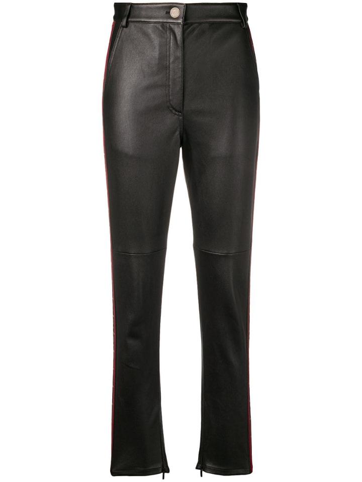 Fendi Ff Logo Leather Pants - Black