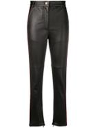 Fendi Ff Logo Leather Pants - Black