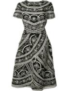 Oscar De La Renta Floral Print Dress, Women's, Size: 6, Black, Silk