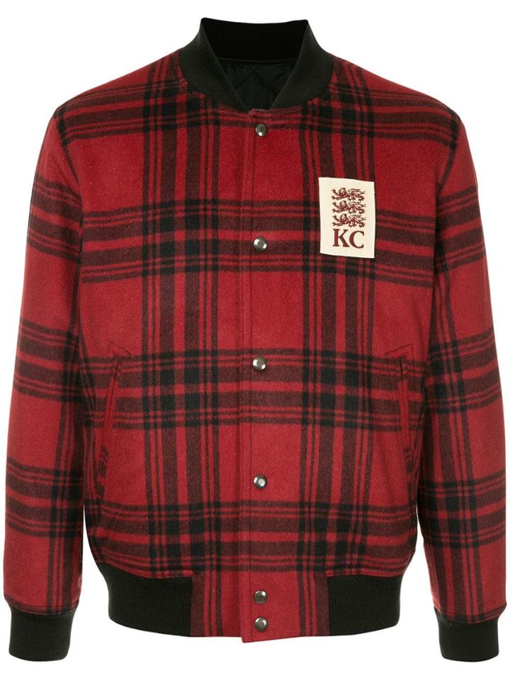 Kent & Curwen Checked Bomber Jacket - Red