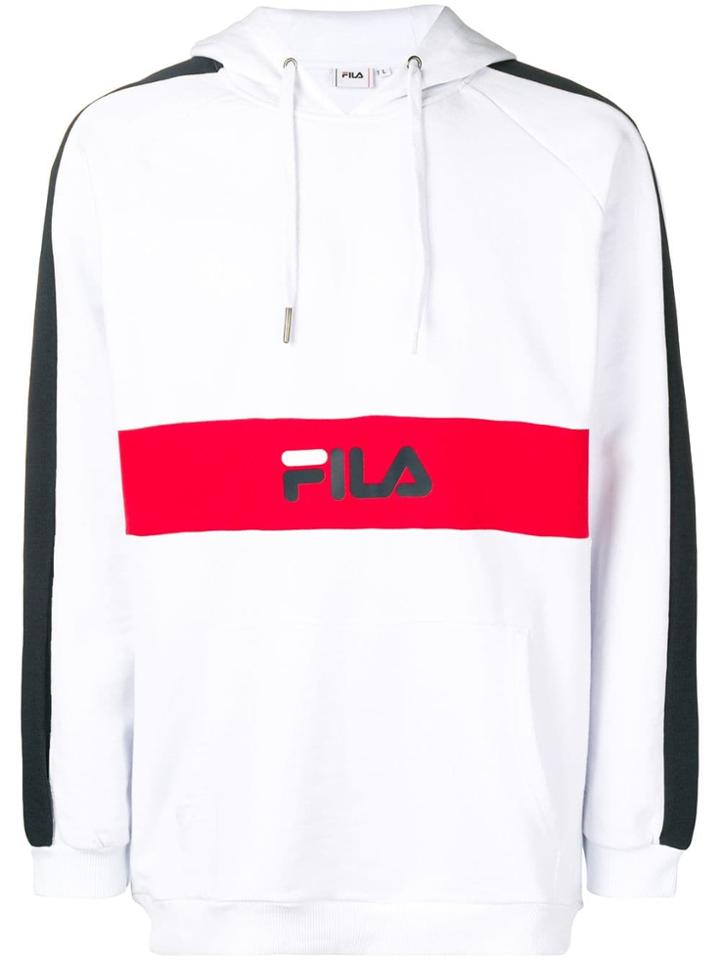 Fila Logo Stripe Hoodie - White