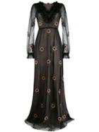 Giambattista Valli Floral Embroidered Evening Dress - Black