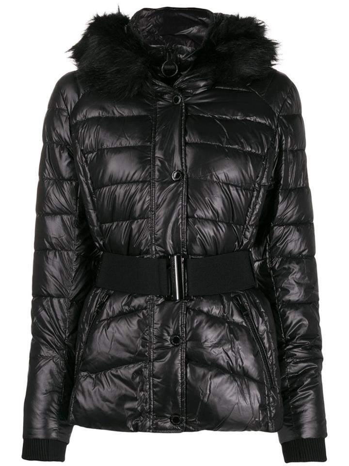 Barbour Fur Collar Puffer Jacket - Black
