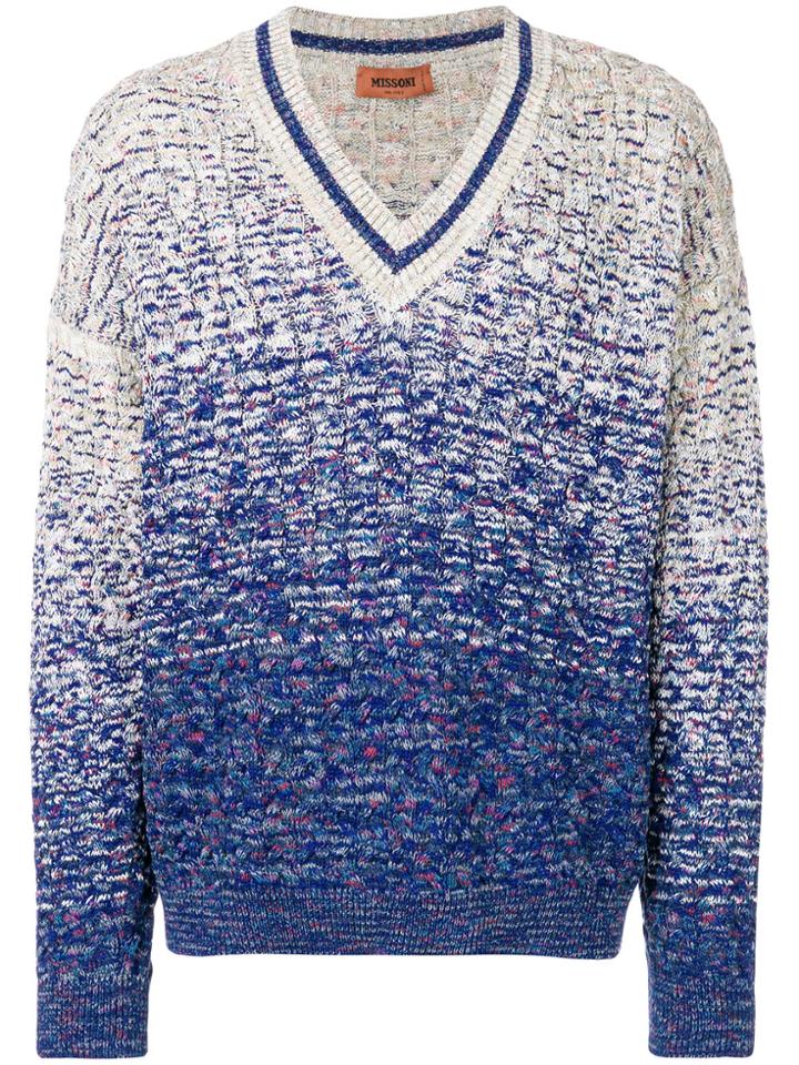 Missoni Ombré V-neck Jumper - Blue