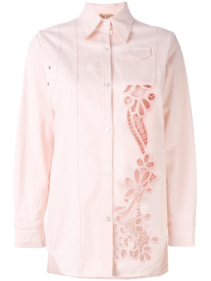 No21 - Cutout Shacket - Women - Cotton/spandex/elastane - 42, Pink/purple, Cotton/spandex/elastane