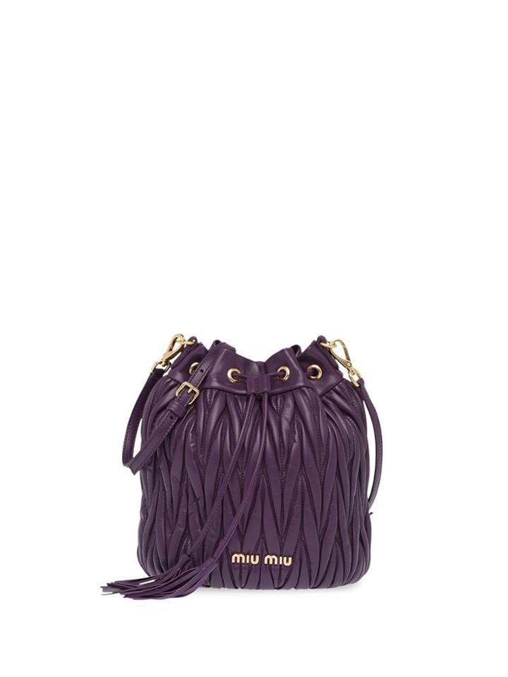 Miu Miu Matelassé Drawstring Bucket Bag - Purple