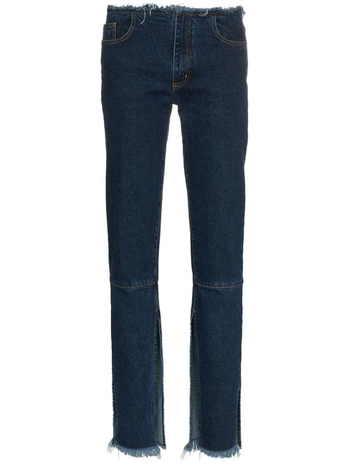 Marques'almeida Split Hem Low-rise Jeans - Blue