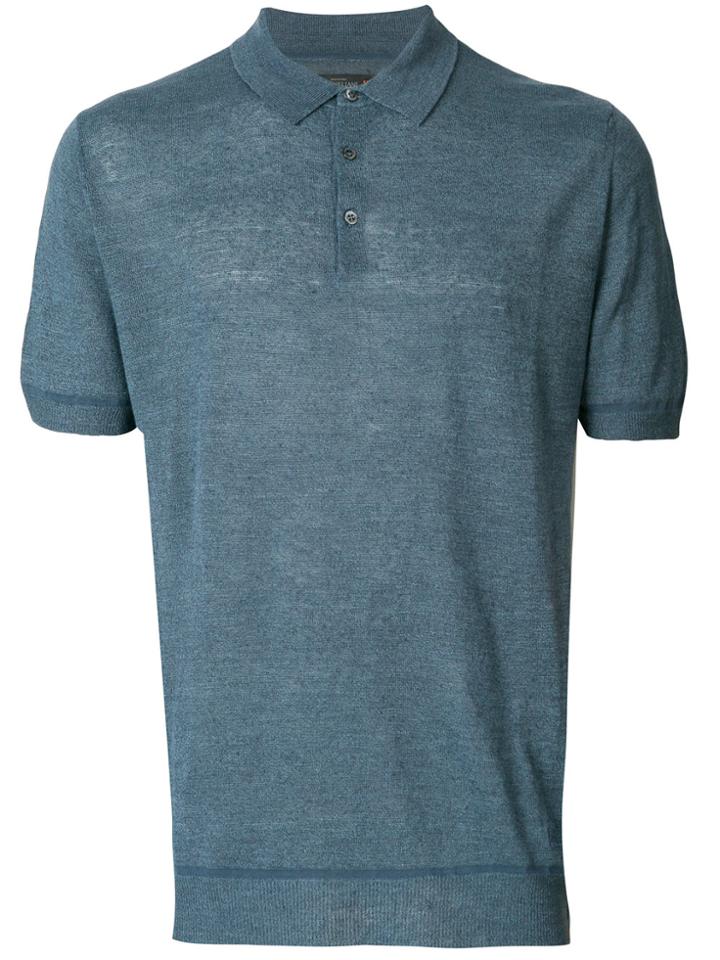 Corneliani Fine Knit Polo Top - Blue