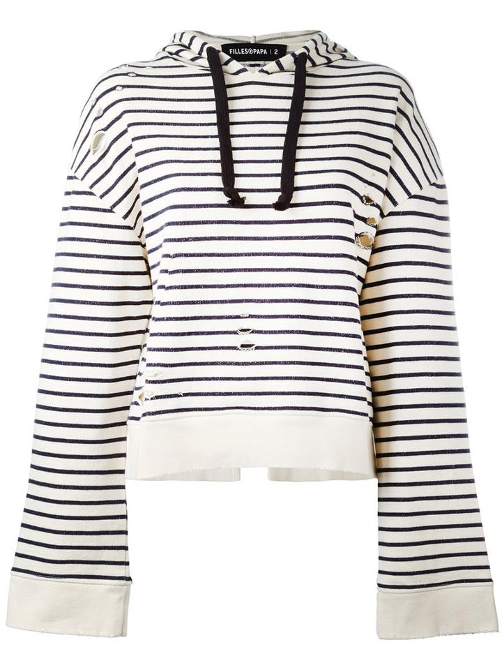 Filles A Papa Striped Open Back Hoodie, Women's, Size: 2, Nude/neutrals, Cotton