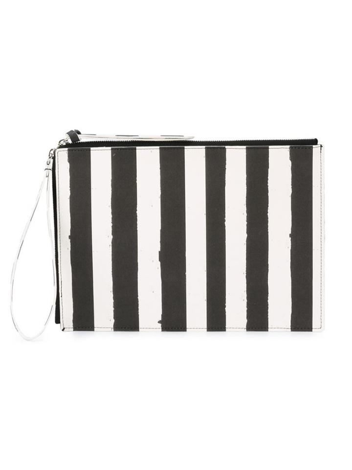 Mm6 Maison Margiela Scratched Stripe Print Clutch, Women's, Black, Pvc