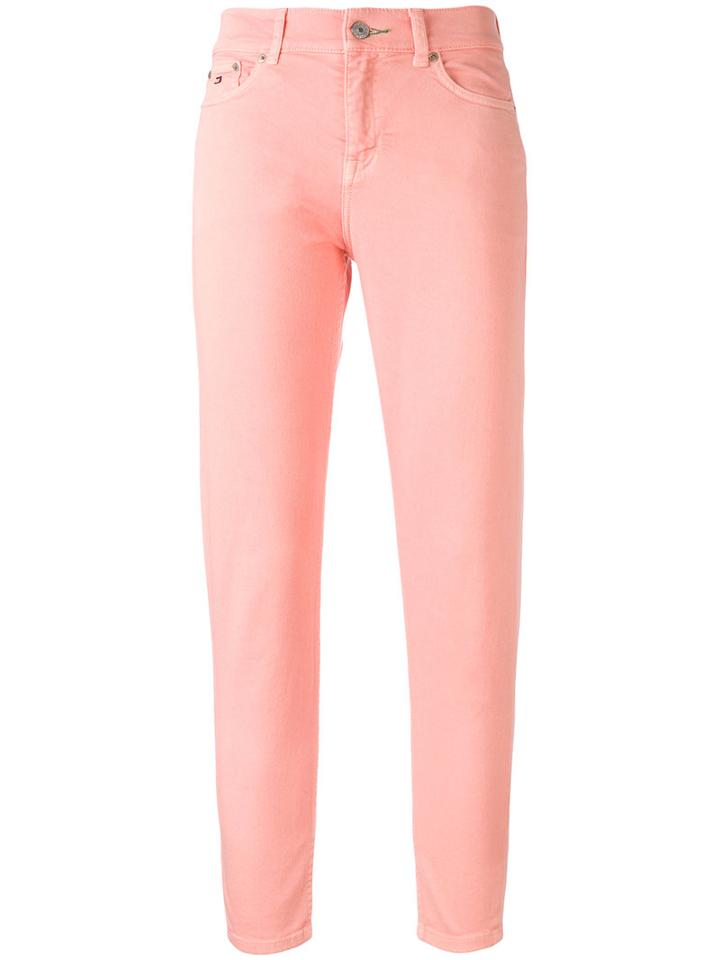 Tommy Jeans - High-waisted Cropped Jeans - Women - Cotton/spandex/elastane - 26, Pink/purple, Cotton/spandex/elastane