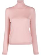 Red Valentino Tulle Panel Roll Neck Jumper - Rosa
