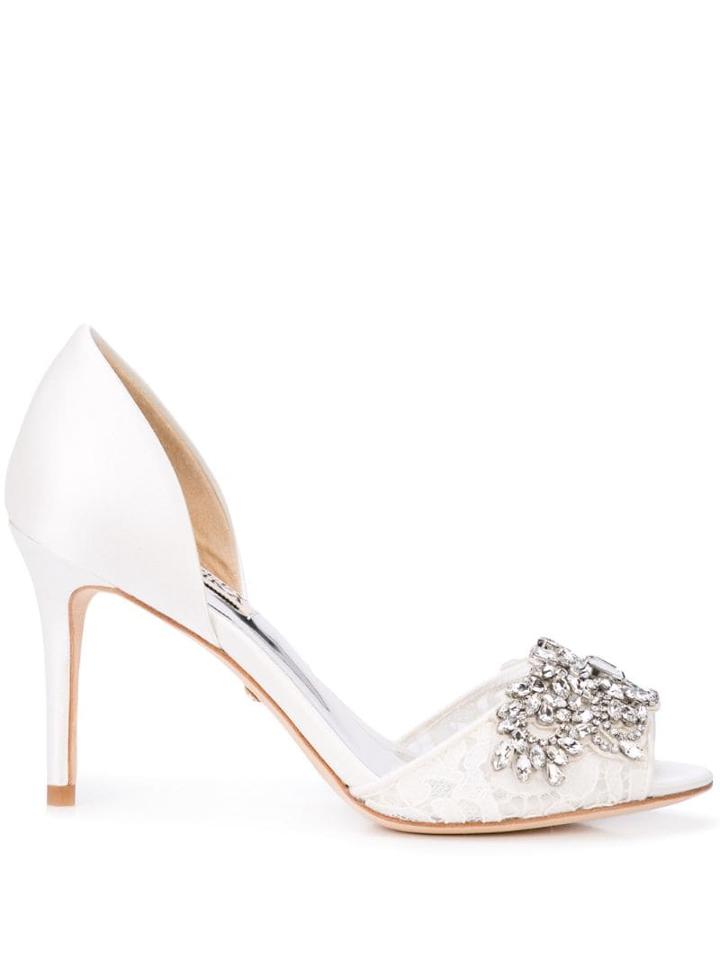 Badgley Mischka Crystal Embellished Pumps - White