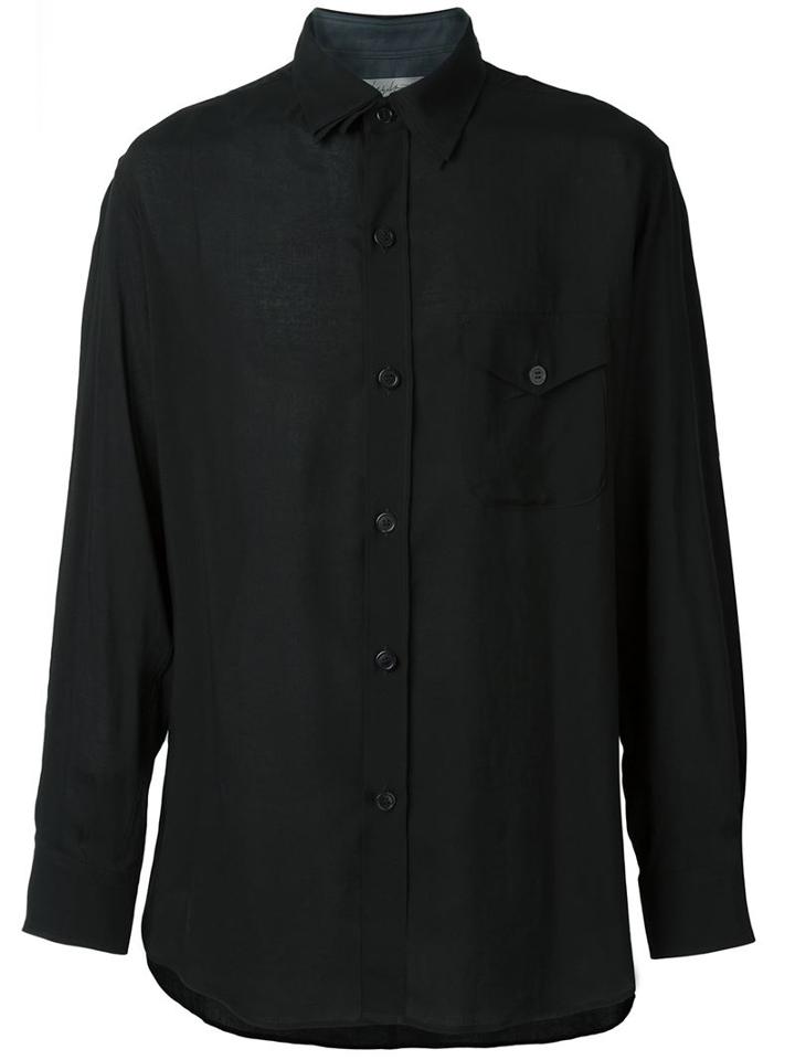 Yohji Yamamoto Triple Collar Shirt, Men's, Size: 2, Black, Tencel/cotton