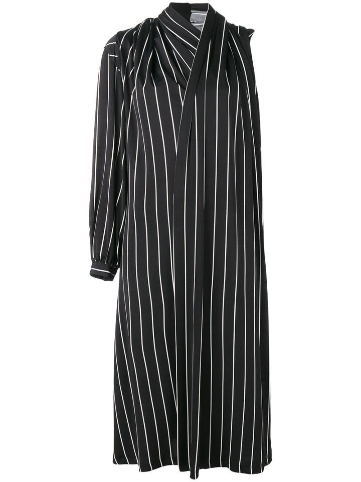 Balenciaga Draped Stripe Dress, Women's, Size: 36, Black, Polyester/spandex/elastane/viscose